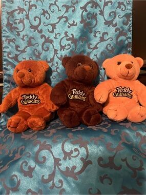 Teddy Grahams Plush Bear Trio - Brown, Dark Brown, Tan